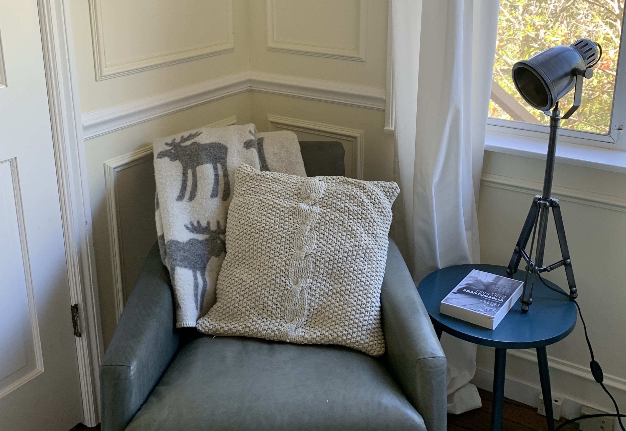 reading nook with leather chair